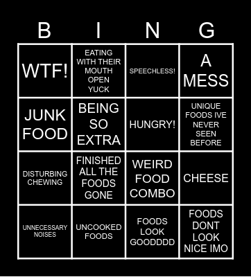 MUKBANGERS BEING CHAOTIC Bingo Card