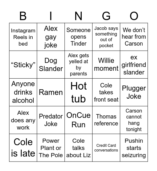 DCOS BINGO Card