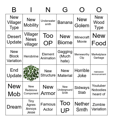 Minecraft LIVE 2024 Bingo Card