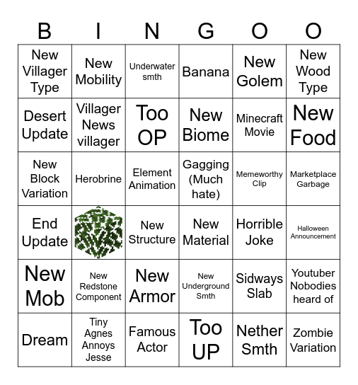 Minecraft LIVE 2024 Bingo Card
