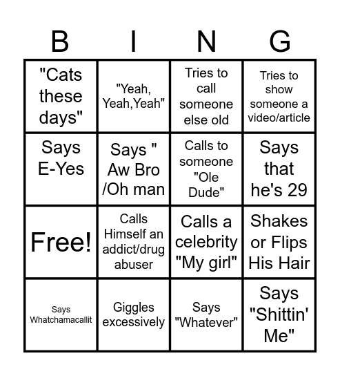 Derrick Bingo Card