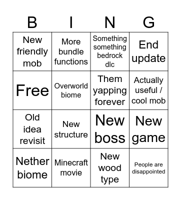 Minecon 2024 Bingo Card