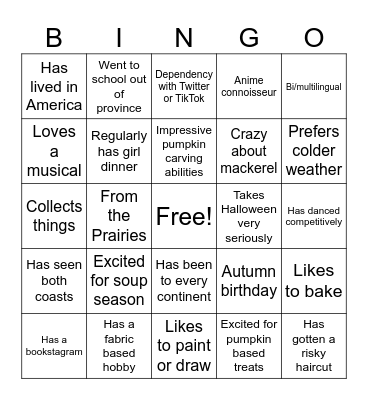 Mingle with Bingo Card