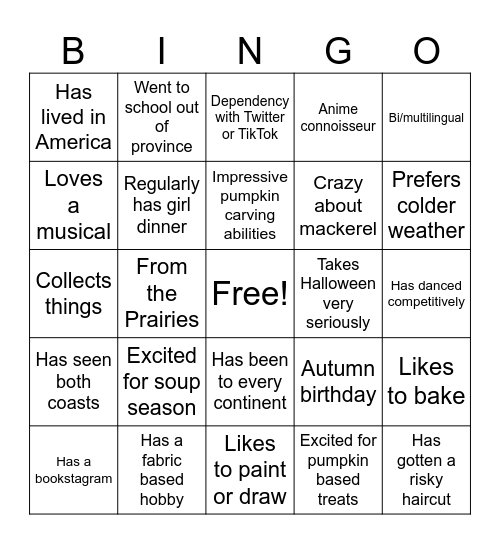 Mingle with Bingo Card