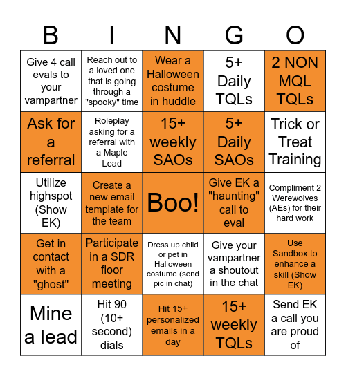 Spooktober Blackout Bingo Card