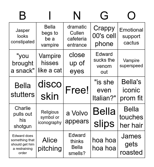 Twiight Bingo Card