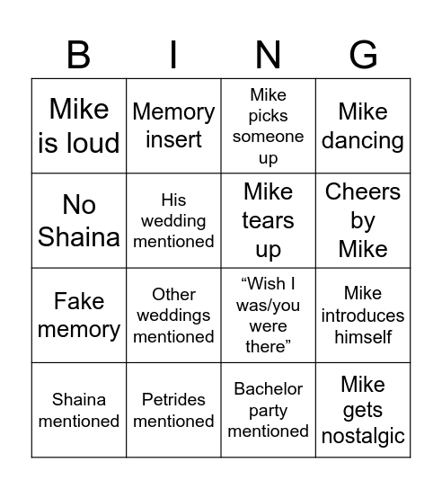 Mike Bingo Card