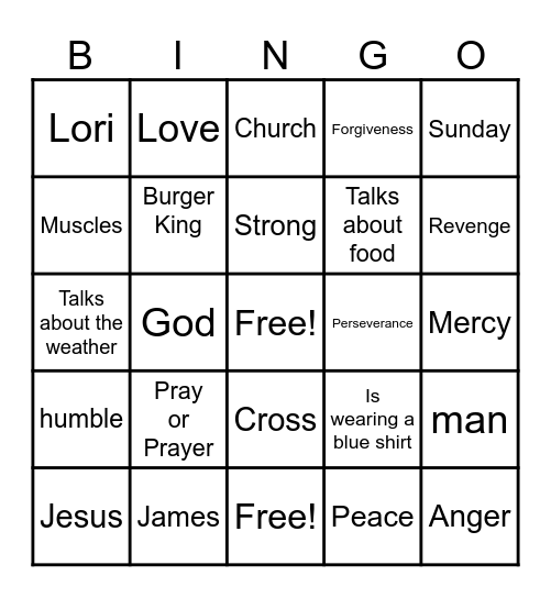 Sermon Bingo Card