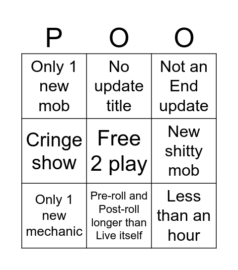 Minecraft Live 2024 Bingo Card