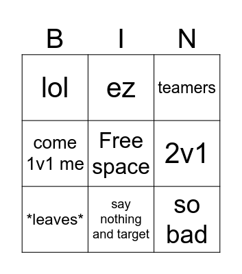 first thing they say after teaming Bingo Card