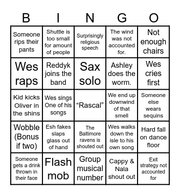 RASCAL WEDDING Bingo Card