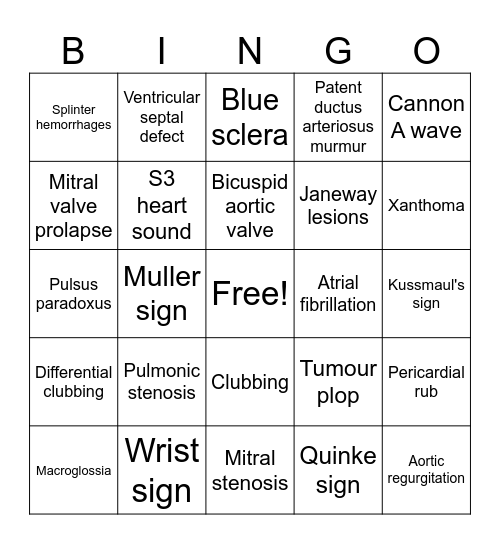 Lub Dub Bingo Card