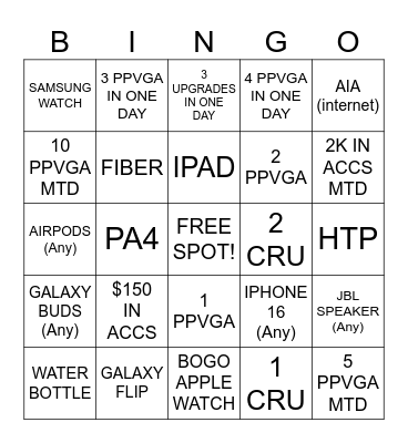 October Bingo Game Bingo Card