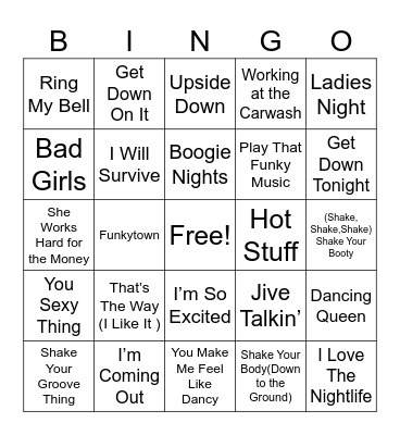 <<<<70’s DISCO>>>> Bingo Card