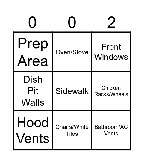 Cleaning Bingo Card