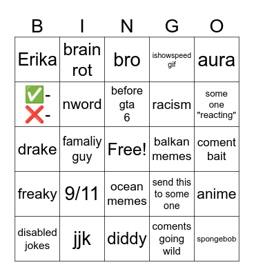 instagram bingo Card