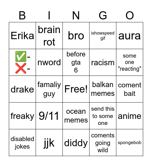 instagram bingo Card