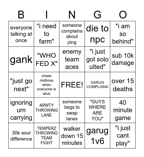 DEADLOCK BINGO! Bingo Card