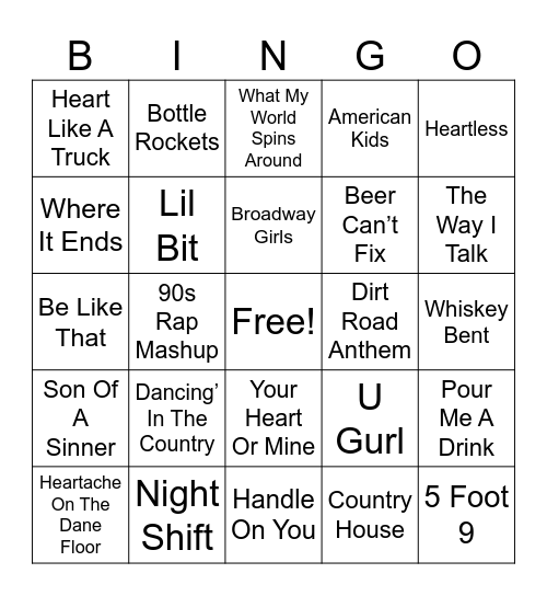 Country Extra !!!!! Bingo Card