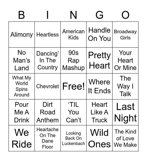 Jelly Roll Radio Bingo Card