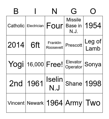 Double 8's Bingo Card
