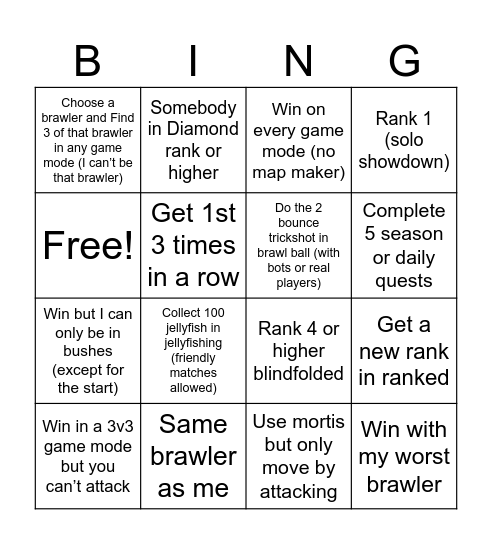 Brawl stars bingo Card