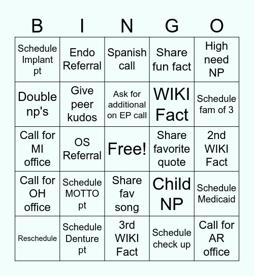 Weekend Bingo Card