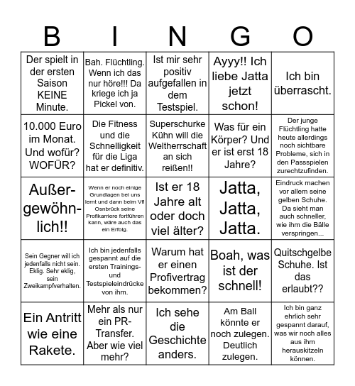 Bakery Jatta Bingo Card