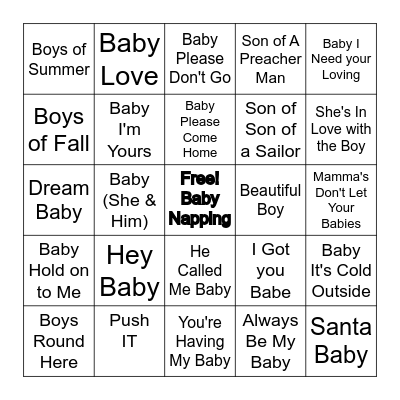 BABY BOY BINGO Card
