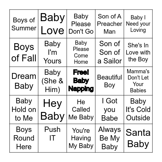 BABY BOY BINGO Card