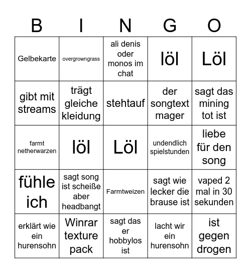 Lunteticmoon Bingo Card