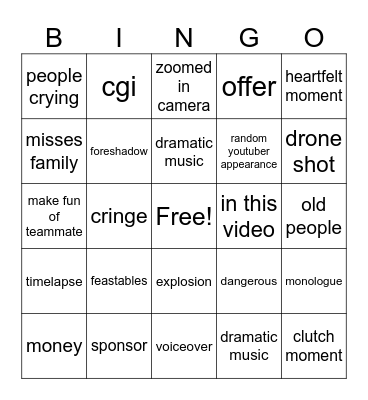 mrbeast bingo Card