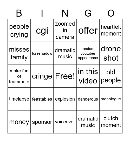 mrbeast bingo Card