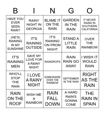MB #70  -  Weather or Not Bingo Card