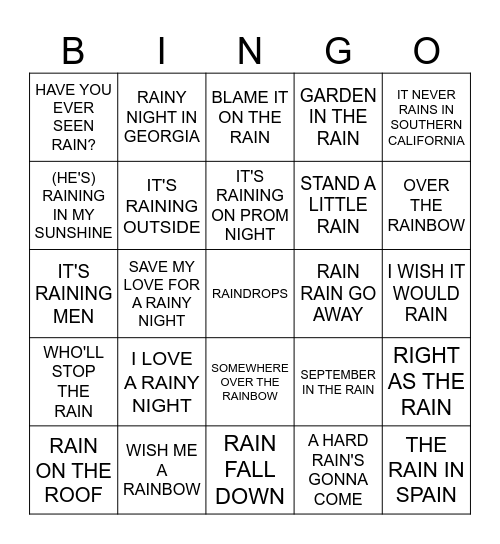 MB #70  -  Weather or Not Bingo Card