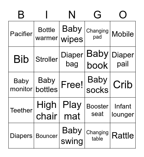 Kirby’s Baby Shower Bingo Card