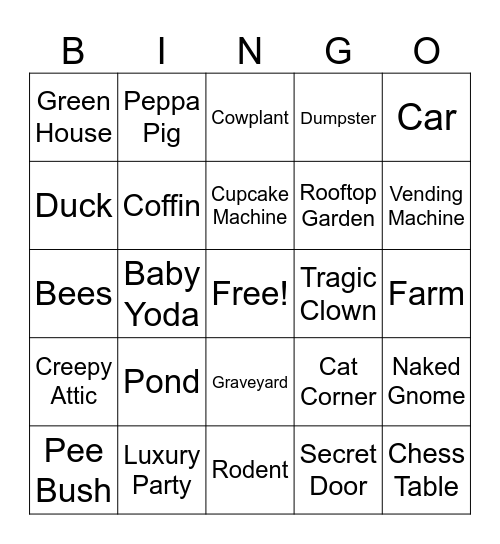 Simisie Mistake Shell Bingo Card