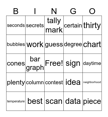 The Best Guess * Bingo Card
