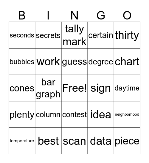 The Best Guess * Bingo Card