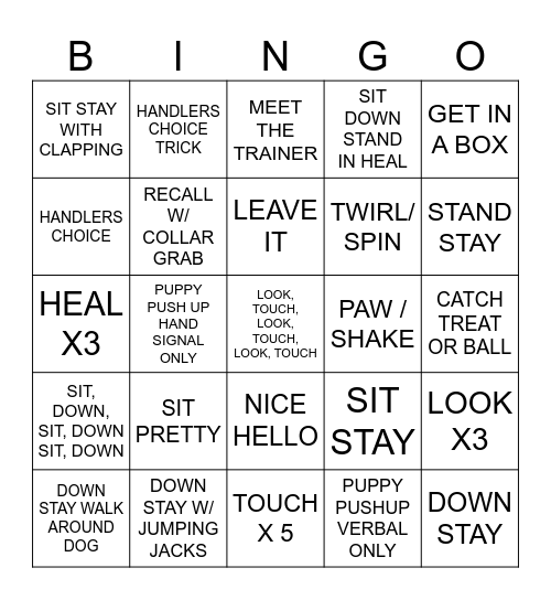 DOG TRAINING GAMES Bingo Card