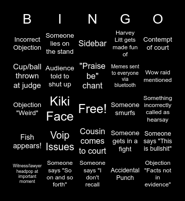 Mayor Impeachment Crim Trial Bingo Card