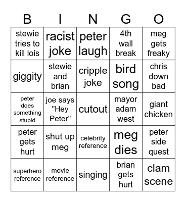 i griffin Bingo Card