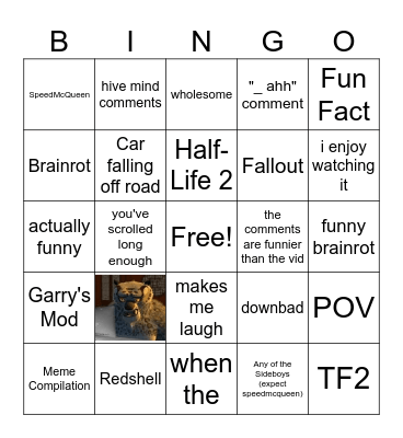 Youtube Short Bingo Card