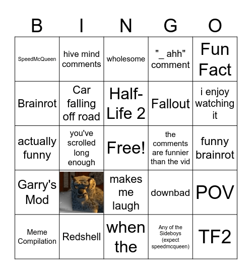 Youtube Short Bingo Card