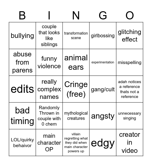 Gacha Life Bingo Card