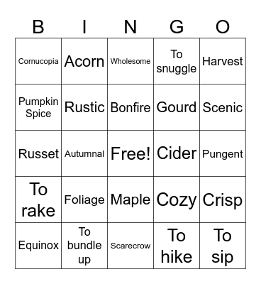 Autumn Bingo Card