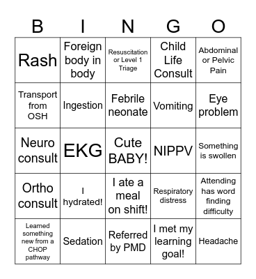 PEM SHIFT BINGO v.2 Bingo Card