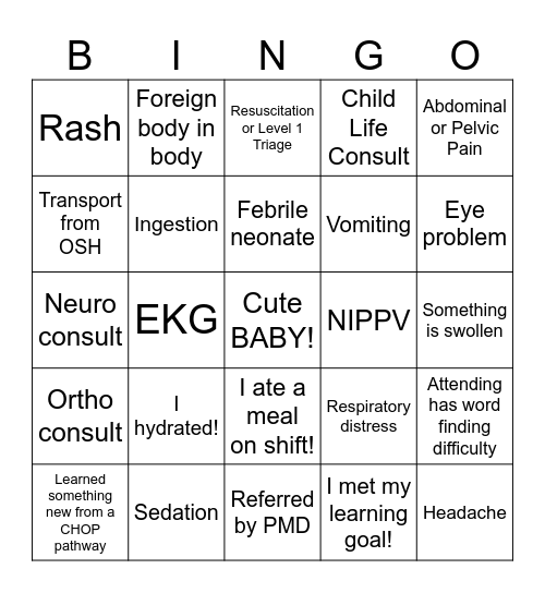 PEM SHIFT BINGO v.2 Bingo Card