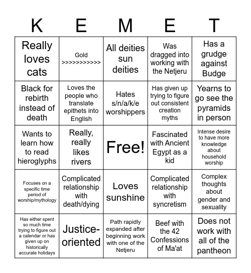 KemPol Bingo Card