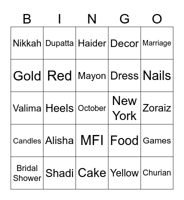 BINGO Card